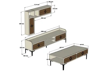 Hovdane TV-Möbelset 180 cm - Mörkbrun - Möbler - Tv möbel & mediamöbel - TV-möbelset