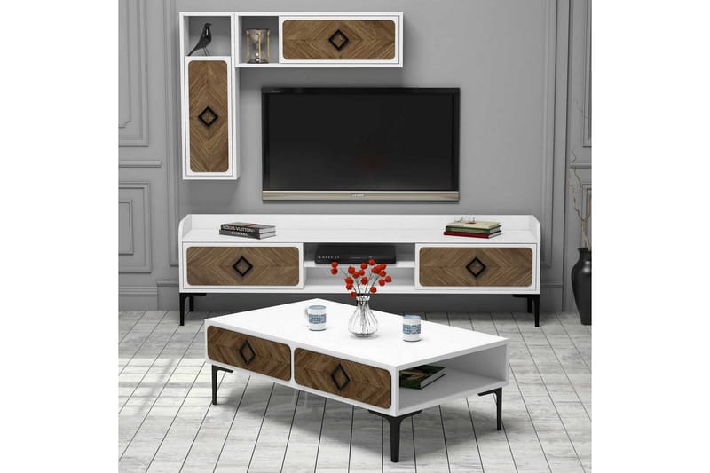 Hovdane TV-Möbelset 180 cm - Vit/Brun - Möbler - Tv möbel & mediamöbel - TV-möbelset