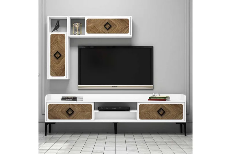 Hovdane TV-Möbelset 180 cm - Vit/Brun - Möbler - Tv möbel & mediamöbel - TV-möbelset