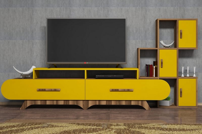 Hovdane TV-Möbelset 205 cm - Brun/Gul - Möbler - Tv möbel & mediamöbel - TV-möbelset