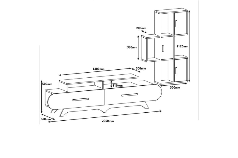Hovdane TV-Möbelset 205 cm - Brun/Vit - Möbler - Tv möbel & mediamöbel - TV-möbelset