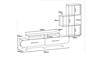 Hovdane TV-Möbelset 205 cm - Brun/Vit - Möbler - Tv möbel & mediamöbel - TV-möbelset