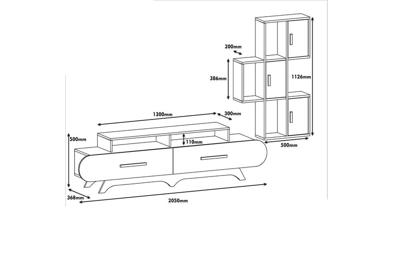 Hovdane TV-Möbelset 205 cm - Brun/Vit - Möbler - Tv möbel & mediamöbel - TV-möbelset
