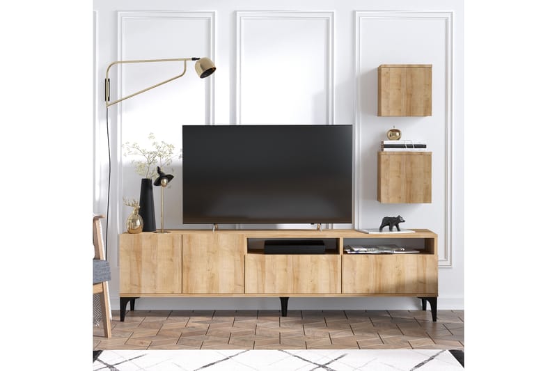 Huesca Tv-möbelset 180 cm - Natur/Svart - Möbler - Tv möbel & mediamöbel - TV-möbelset