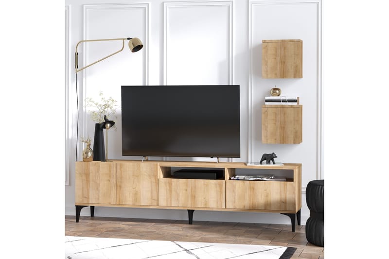 Huesca Tv-möbelset 180 cm - Natur/Svart - Möbler - Tv möbel & mediamöbel - TV-möbelset