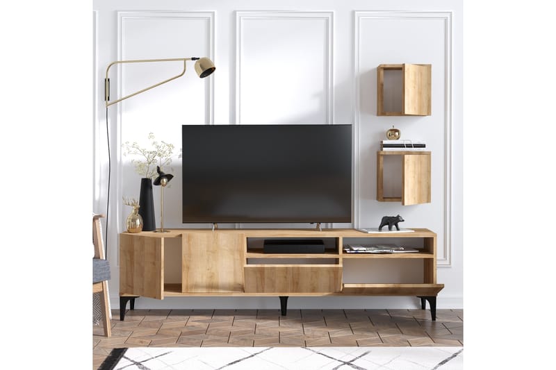 Huesca Tv-möbelset 180 cm - Natur/Svart - Möbler - Tv möbel & mediamöbel - TV-möbelset
