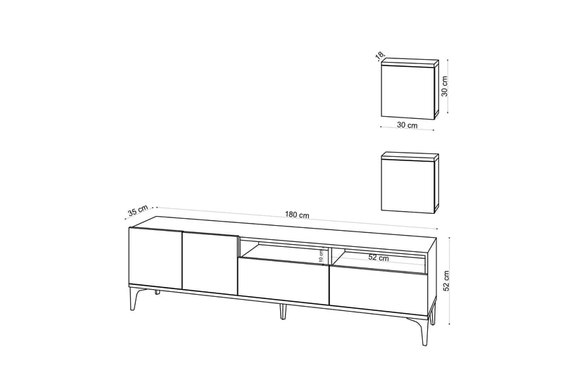 Huesca Tv-möbelset 180 cm - Natur/Svart - Möbler - Tv möbel & mediamöbel - TV-möbelset