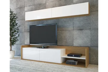 Kaletea Mediaförvaring - Vit/Teak - Möbler - Tv möbel & mediamöbel - TV-möbelset