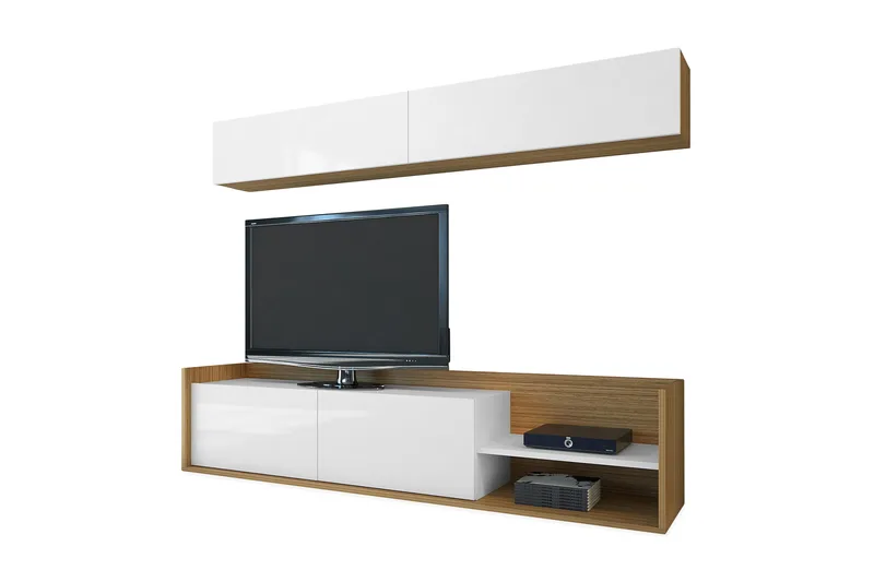 Kaletea Mediaförvaring - Vit/Teak - Möbler - Tv möbel & mediamöbel - TV-möbelset