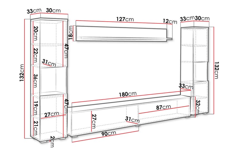 Kanehira Tv-möbelset - Natur - Möbler - Tv möbel & mediamöbel - TV-möbelset
