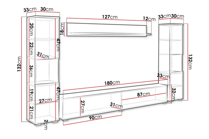 Kanehira Tv-möbelset - Vit - Möbler - Tv möbel & mediamöbel - TV-möbelset