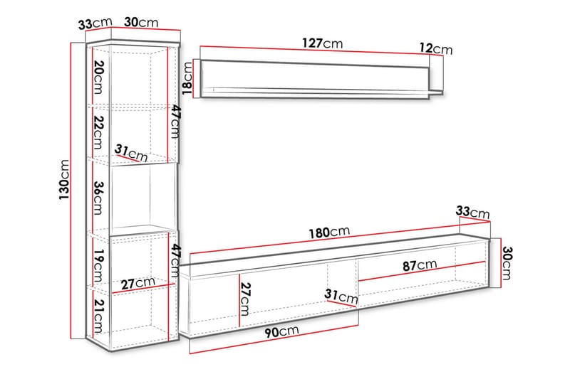 Kanehiro Tv-möbelset - Natur/Vit - Möbler - Tv möbel & mediamöbel - TV-möbelset