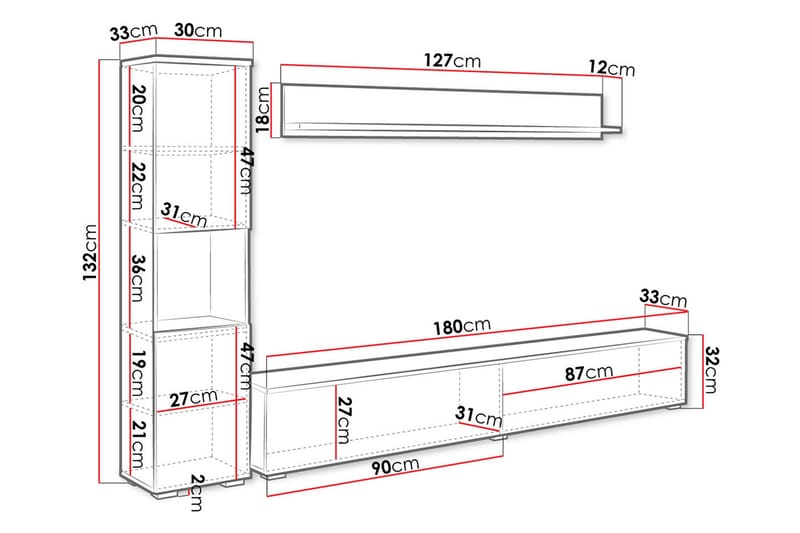 Kanehiro Tv-möbelset - Vit - Möbler - Tv möbel & mediamöbel - TV-möbelset
