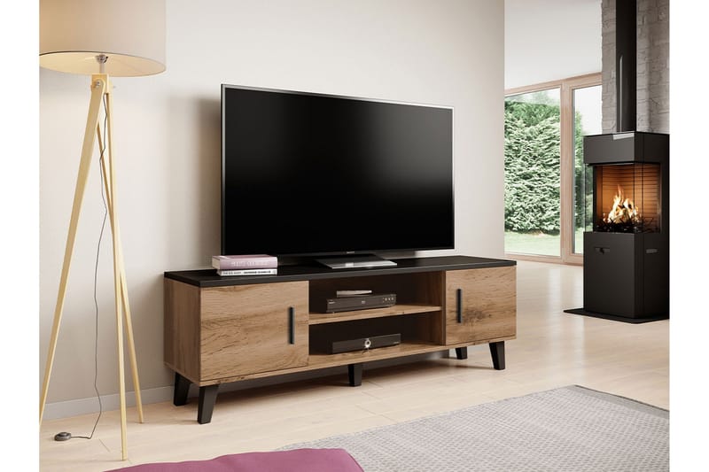 Kardos Tv-möbelset 160 cm - Natur/Svart - Möbler - Tv möbel & mediamöbel - TV-möbelset