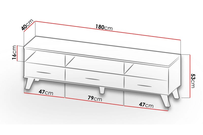 Kardos Tv-möbelset 180 cm - Natur/Svart - Möbler - Tv möbel & mediamöbel - TV-möbelset