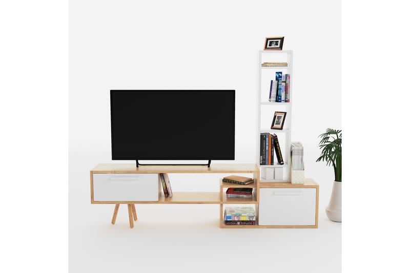 Keachi Tv-möbelset 167 cm - Vit/Natur/Brun - TV-möbelset