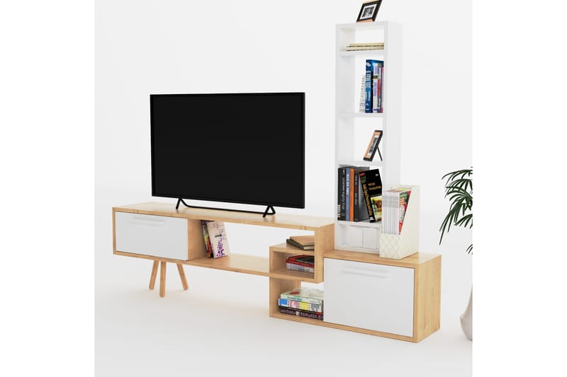 Keachi Tv-möbelset 167 cm - Vit/Natur/Brun - TV-möbelset