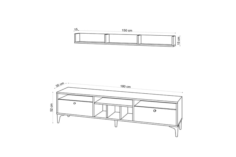 Kireka Tv-möbelset 180 cm - Natur/Svart - TV-möbelset