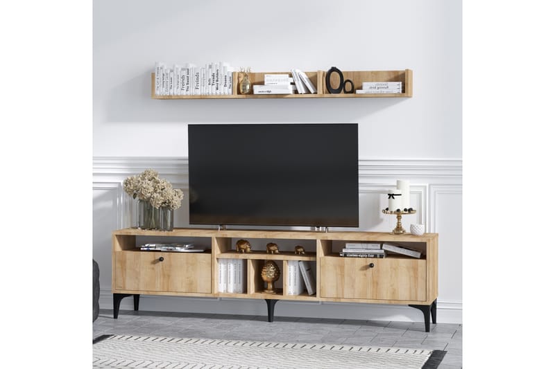 Kireka Tv-möbelset 180 cm - Natur/Svart - Möbler - Tv möbel & mediamöbel - TV-möbelset