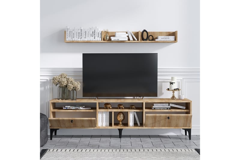Kireka Tv-möbelset 180 cm - Natur/Svart - Möbler - Tv möbel & mediamöbel - TV-möbelset