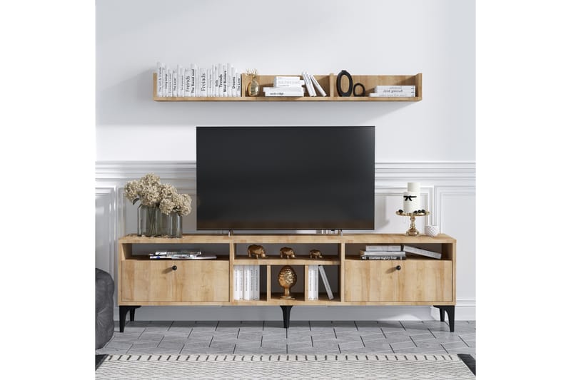 Kireka Tv-möbelset 180 cm - Natur/Svart - Möbler - Tv möbel & mediamöbel - TV-möbelset