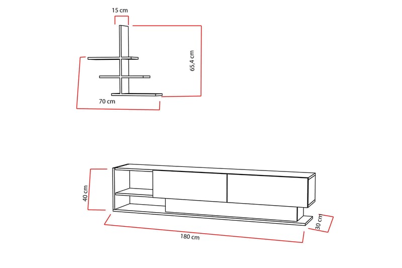 Lofita Tv-bänk - Vit/Teak - Möbler - Tv möbel & mediamöbel - TV-möbelset