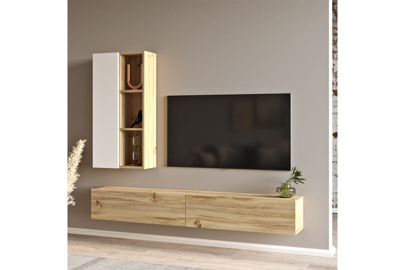 Lozyno Tv-möbelset 175 cm - Natur/Vit - TV-möbelset
