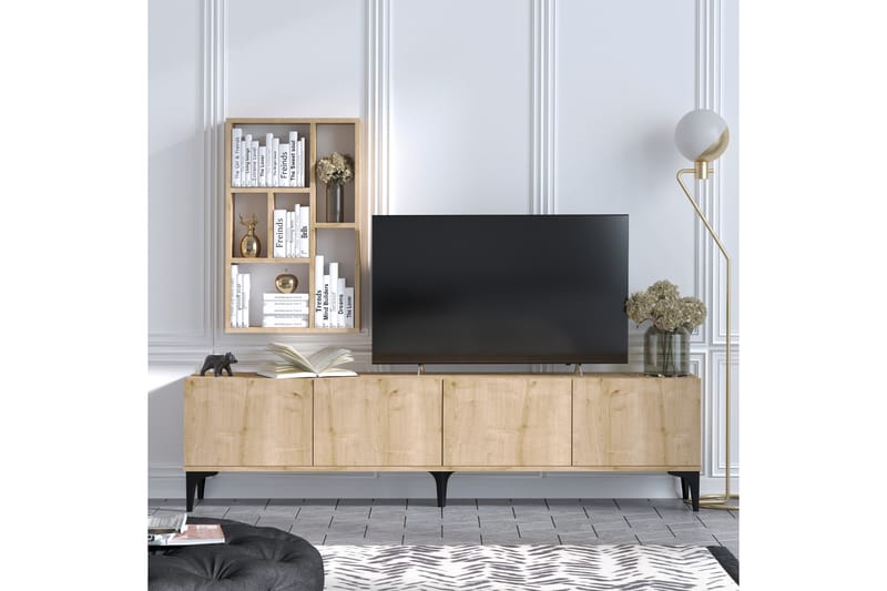 Majelis Tv-möbelset 180 cm - Blå/Natur/Svart - Möbler - Tv möbel & mediamöbel - TV-möbelset