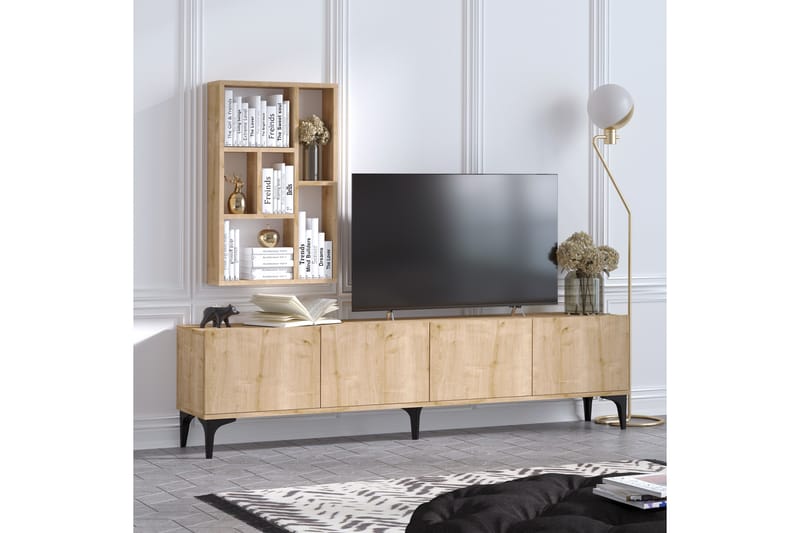 Majelis Tv-möbelset 180 cm - Blå/Natur/Svart - Möbler - Tv möbel & mediamöbel - TV-möbelset