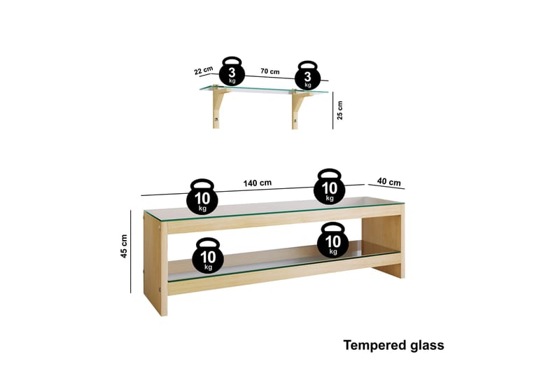 Malmby TV-möbelset 140 cm - Brun - Möbler - Tv möbel & mediamöbel - TV-möbelset