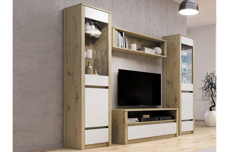 Maltatal Tv-möbelset 130 cm - Ek/Vit - TV-möbelset