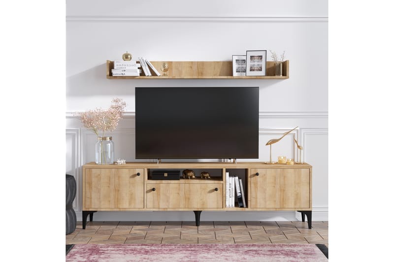 Meriadec Tv-möbelset 150 cm - Natur/Svart - Möbler - Tv möbel & mediamöbel - TV-möbelset