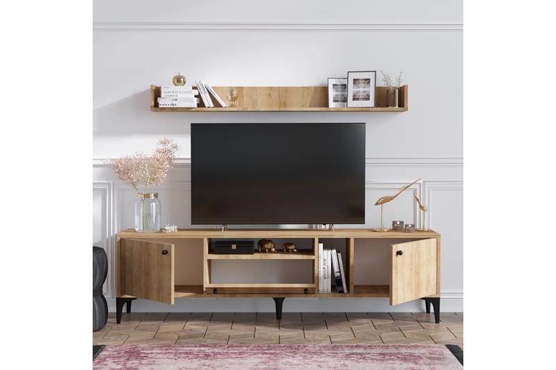 Meriadec Tv-möbelset 150 cm - Natur/Svart - Möbler - Tv möbel & mediamöbel - TV-möbelset