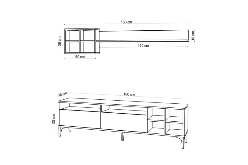 Metehan Tv-möbelset 180 cm - Natur/Svart - Möbler - Tv möbel & mediamöbel - TV-möbelset