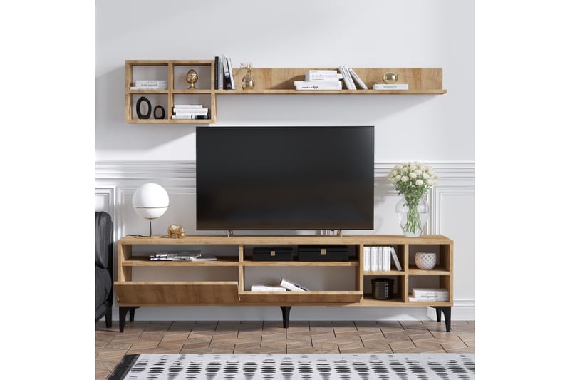Metehan Tv-möbelset 180 cm - Natur/Svart - Möbler - Tv möbel & mediamöbel - TV-möbelset