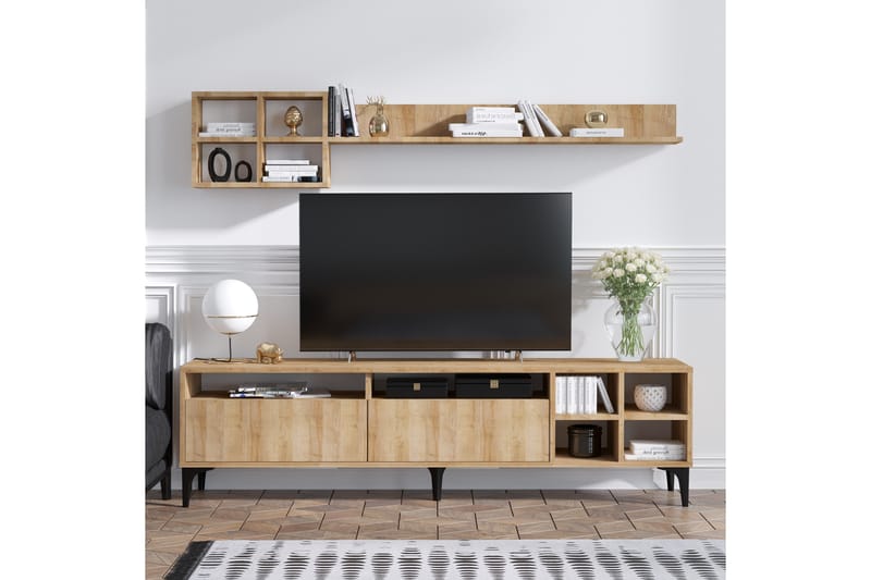 Metehan Tv-möbelset 180 cm - Natur/Svart - Möbler - Tv möbel & mediamöbel - TV-möbelset