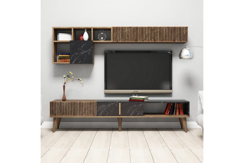 Millay TV-Möbelset 180 cm - Valnöt/Svart - Möbler - Tv möbel & mediamöbel - TV-möbelset
