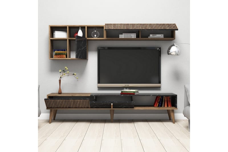 Millay TV-Möbelset 180 cm - Valnöt/Svart - Möbler - Tv möbel & mediamöbel - TV-möbelset