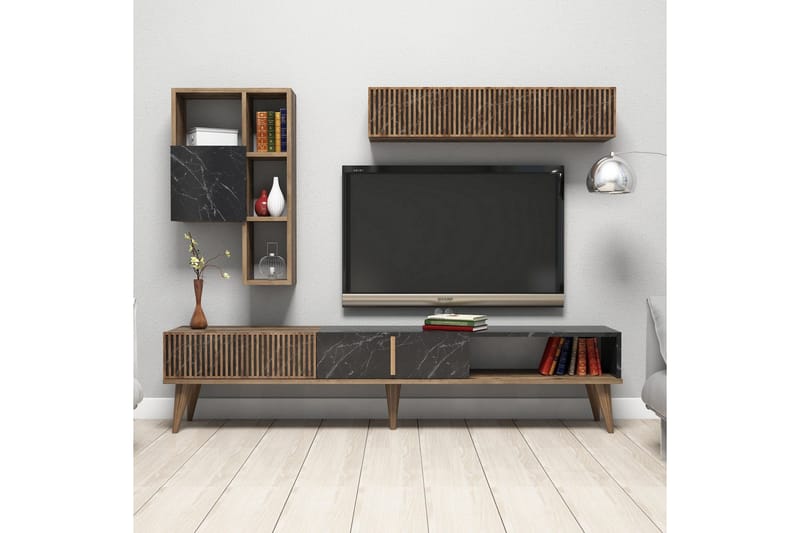 Millay TV-Möbelset 180 cm - Valnöt/Svart - Möbler - Tv möbel & mediamöbel - TV-möbelset