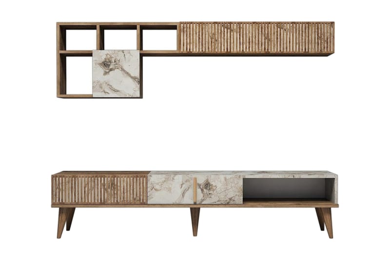 Millay TV-Möbelset 180 cm - Valnöt/Vit - Möbler - Tv möbel & mediamöbel - TV-möbelset