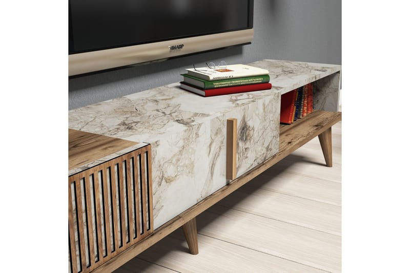 Millay TV-Möbelset 180 cm - Valnöt/Vit - Möbler - Tv möbel & mediamöbel - TV-möbelset