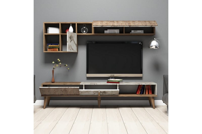 Millay TV-Möbelset 180 cm - Valnöt/Vit - Möbler - Tv möbel & mediamöbel - TV-möbelset