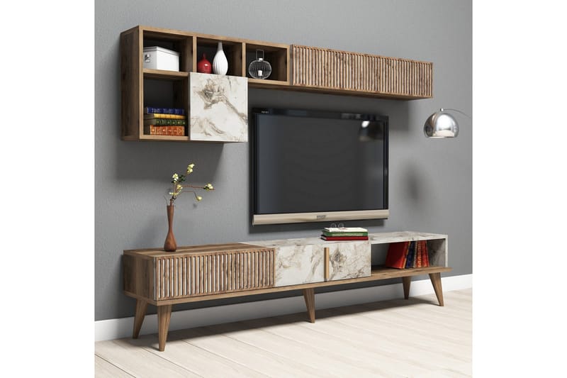 Millay TV-Möbelset 180 cm - Valnöt/Vit - Möbler - Tv möbel & mediamöbel - TV-möbelset