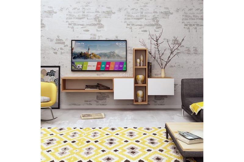 Mod Design Mediaförvaring - Trä/Vit - TV-möbelset