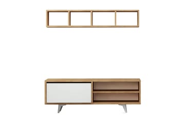 Mod Design Tv-bänk med Vägghylla - Trä/Vit - Möbler - Tv möbel & mediamöbel - TV-möbelset
