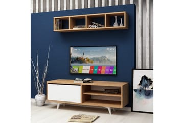 Mod Design Tv-bänk med Vägghylla - Trä/Vit - Möbler - Tv möbel & mediamöbel - TV-möbelset