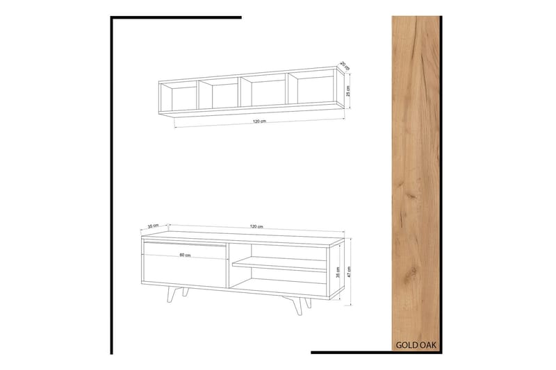 Mod Design Tv-bänk med Vägghylla - Trä/Vit - Möbler - Tv möbel & mediamöbel - TV-möbelset