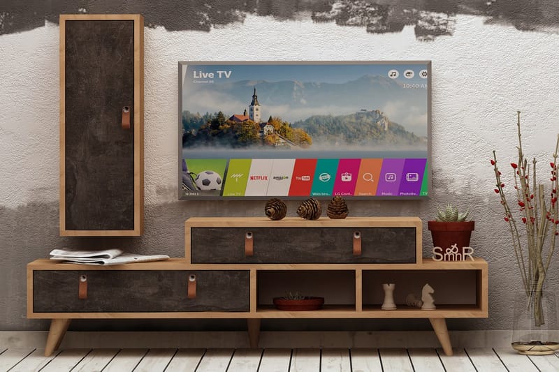 Mod Design Tv-bänk/Skåp - Grå/Trä - TV-möbelset