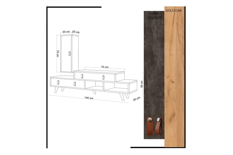Mod Design Tv-bänk/Skåp - Grå/Trä - Möbler - Tv möbel & mediamöbel - TV-möbelset