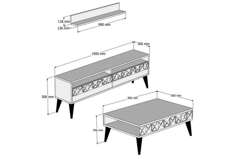 Muennink Vardagsrumsset 150 cm - Valnöt - Möbler - Tv möbel & mediamöbel - TV-möbelset